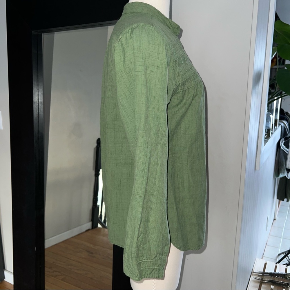 WOOLRICH Button Down Tunic Olive Green 100% Cotton shirt Medium - Picture 2 of 11